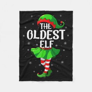 Oldest Elf Christmas Girls Women Elf Squad Xmas Fa Fleece Blanket