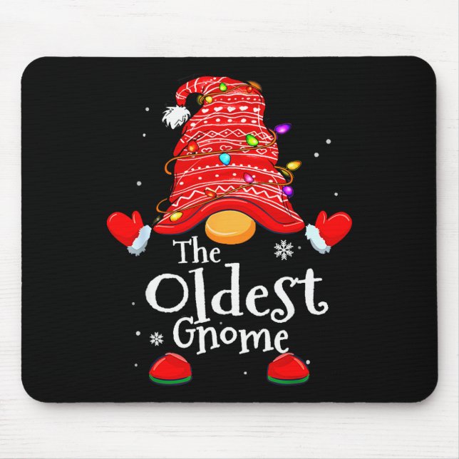 Oldest Gnome - Xmas Family Grandparents Christmas  Mouse Pad (Front)