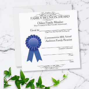 Oldest Member Elegant Family Reunion Awards Invitation