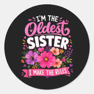 Oldest Sister Floral Arrangement Design Classic Round Sticker