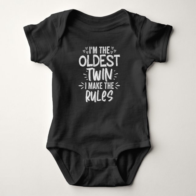 Oldest Twin / Youngest Twin Set (1 of 2) Baby Bodysuit (Front)