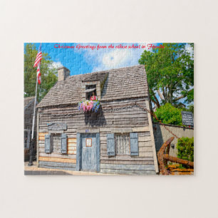 Oldest Wooden School Florida. Christmas Greetings Jigsaw Puzzle