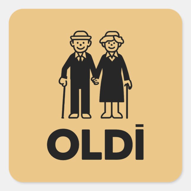 Oldi Birthday Square Sticker (Front)