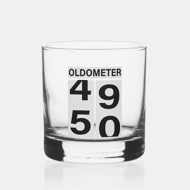 Oldometer 50th Birthday Whiskey Glass (Front)
