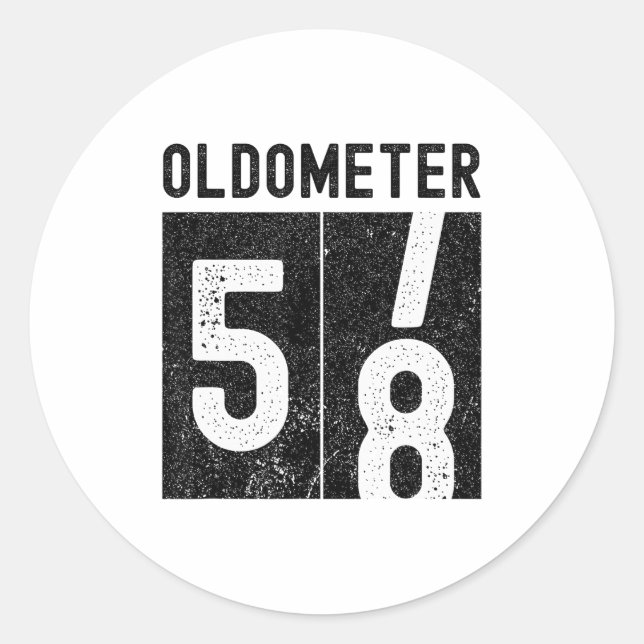 Oldometer 58th Birthday Funny Retro Turning 58 Yea Classic Round Sticker (Front)