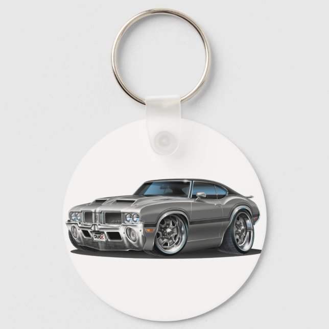 Olds Cutlass 442 Grey Car Key Ring (Front)