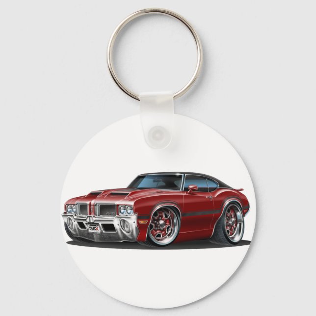 Olds Cutlass 442 Maroon Car Key Ring (Front)