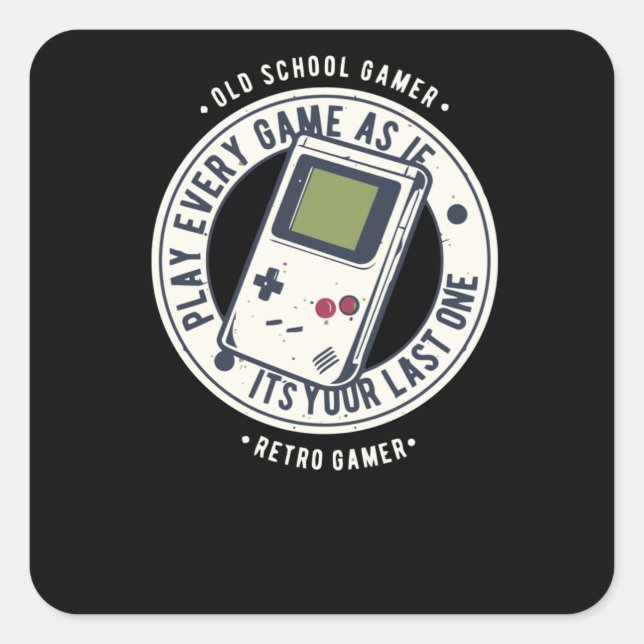 OldSchool Gamer Square Sticker (Front)