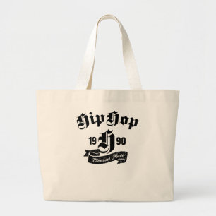 Oldschool Hip Hop Music typographic design Large Tote Bag