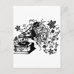 Oldschool turntable postcard