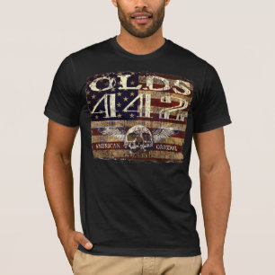 Oldsmobile 442 Design Against Eroded Flag T-Shirt