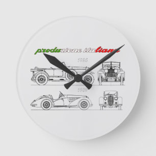 Oldtimer Alfa Romeo Produzione Italiana History Round Clock