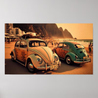 Oldtimer Beetle on Copacabana Beach 