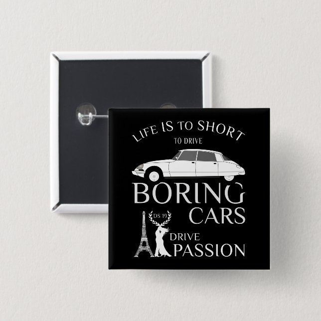 Oldtimer DS19 La Déesse Pallas Drive Passion 15 Cm Square Badge (Front & Back)