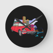 Oldtimer Ds19 Retro Futurism City Illustration