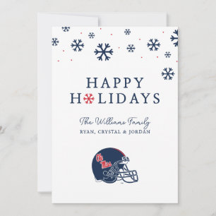 Ole Miss Football Helmet   Dark Blue Holiday Card