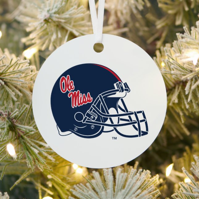 Ole Miss Football Helmet | Dark Blue Metal Tree Decoration (Insitu)