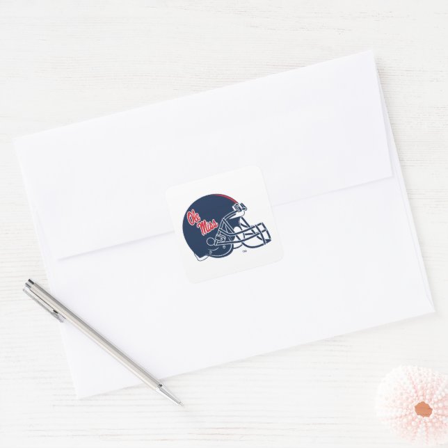 Ole Miss Football Helmet | Dark Blue Square Sticker (Envelope)