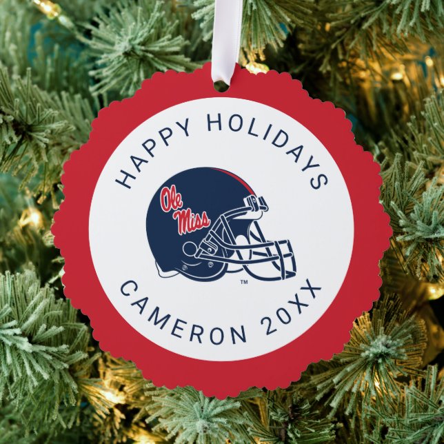 Ole Miss Football Helmet | Dark Blue Tree Decoration Card (Insitu (Tree))