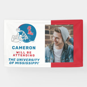 Ole Miss Football Helmet   Light Blue Banner