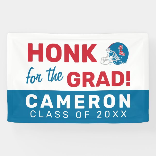 Ole Miss Football Helmet | Light Blue Banner (Horizontal)