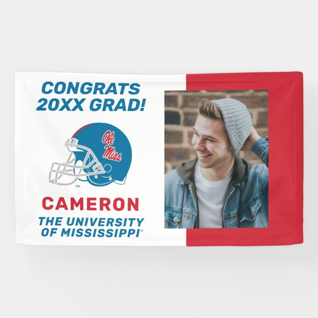 Ole Miss Football Helmet | Light Blue Banner (Horizontal)