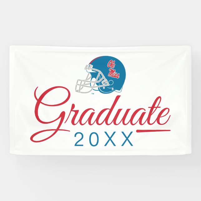 Ole Miss Football Helmet | Light Blue Banner (Horizontal)