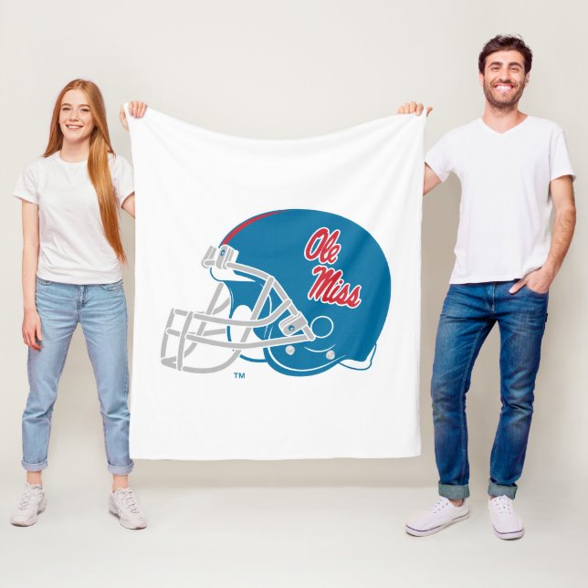 Ole Miss Football Helmet | Light Blue Fleece Blanket (In Situ)