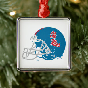 Ole Miss Football Helmet Light Blue Metal Ornament