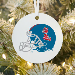 Ole Miss Football Helmet Light Blue Metal Tree Decoration