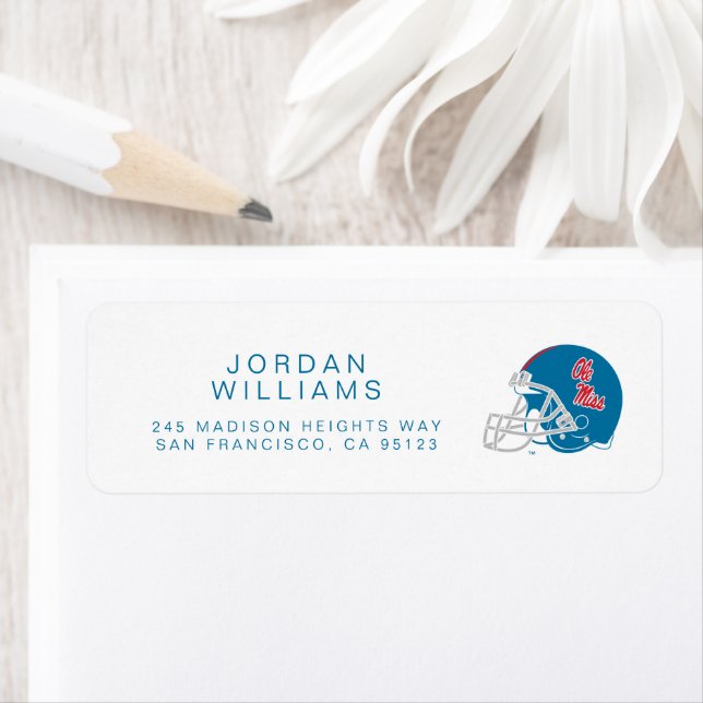 Ole Miss Football Helmet | Light Blue Return Address Label (Insitu)