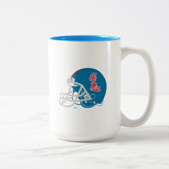 Ole Miss Football Helmet | Light Blue Two-Tone Coffee Mug (Right)