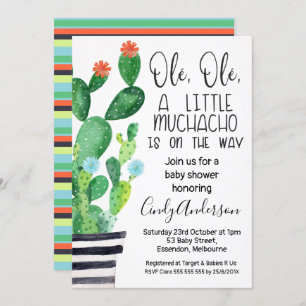 Ole Ole Fiesta Theme Baby Shower Invitation