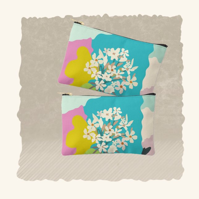 Oleander Floral Colour Blocks Modern Florist  Accessory Pouch (Creator Uploaded)