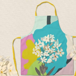 Oleander Floral Colour Blocks Modern Florist Apron