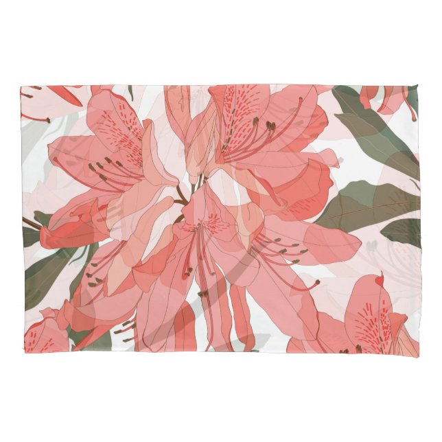 Oleander Flower: Orange White Pillowcase (Front)