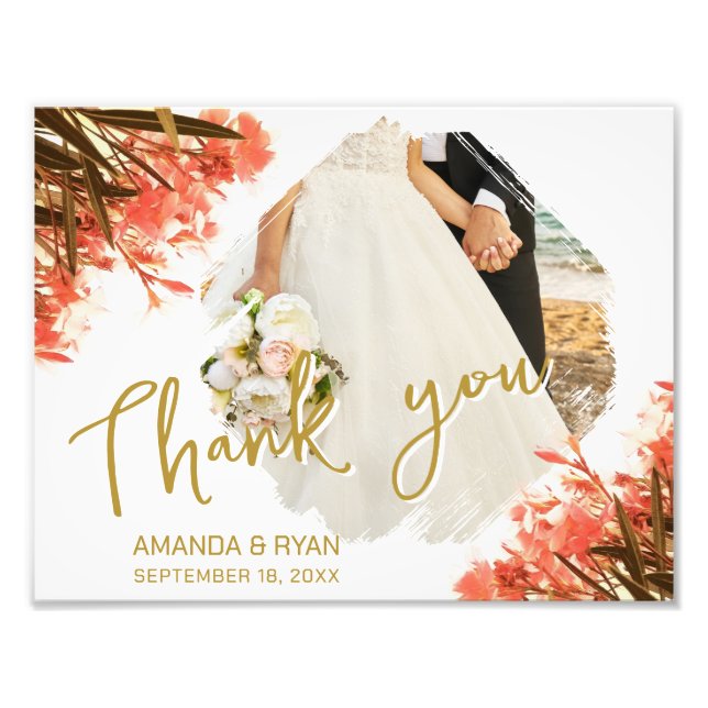 Oleander Flowers Thank you Wedding Photo Print (Front)
