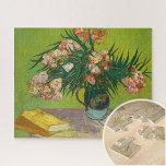 Oleanders by Vincent van Gogh, Art Jigsaw Puzzle<br><div class="desc">For Van Gogh, oleanders were joyous, life-affirming flowers that bloomed inexhaustibly and were always putting out strong new shoots. In this painting of August 1888 the flowers fill a majolica jug that the artist used for other still lifes made in Arles. Customise it with your own details. For further customisation,...</div>