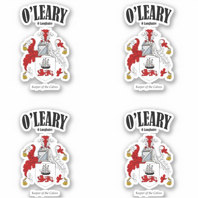O'Leary Crest Irish Translation & Meaning (x4) (Front)