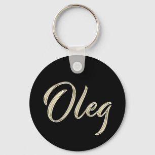 Oleg Name whitegold Button Keytags Key Ring