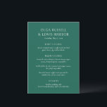 Olga Emerald Green Modern Wedding Menu<br><div class="desc">Modern wedding menus featuring a clean and simple design with bold fonts.</div>