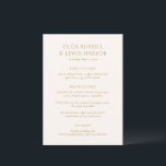 Olga Ivory and Gold Modern Wedding Menu<br><div class="desc">Modern wedding menus featuring a clean and simple design with bold fonts.</div>