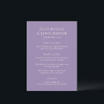 Olga Purple Modern Wedding Menu<br><div class="desc">Modern wedding menus featuring a clean and simple design with bold fonts.</div>