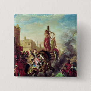Olinda and Sophronia on the Pyre 15 Cm Square Badge