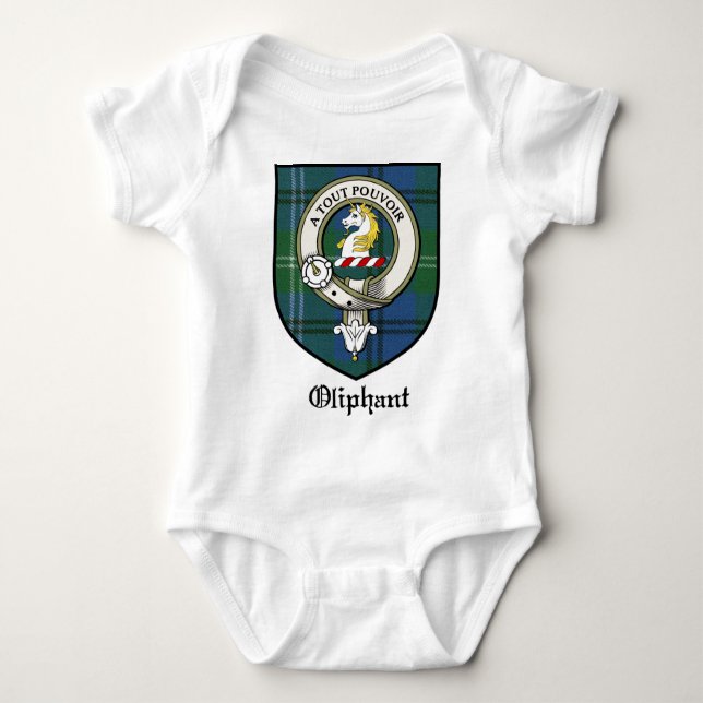 Oliphant Clan Crest Badge Tartan Baby Bodysuit (Front)