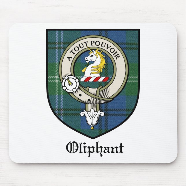 Oliphant Clan Crest Badge Tartan Mouse Pad (Front)
