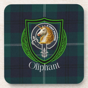 Oliphant Scottish Clan Tartan & Crest Coaster