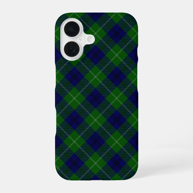 Oliphant tartan blue green plaid iPhone 16 case (Back)