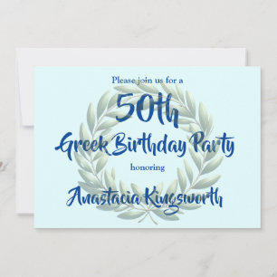 Olive 50th Greek Birthday Party Invitation