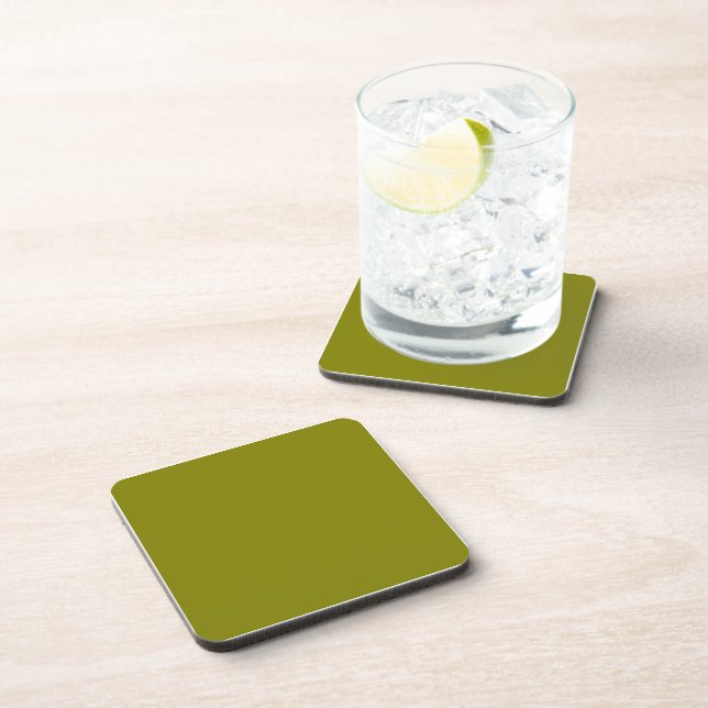 Olive 808000 Solid Colour Design Coaster (Right Side)
